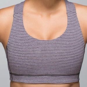 LuLuLemon Hyper Stripe Purple All Sport Bra size 4